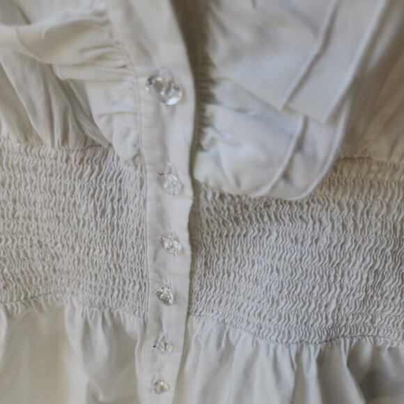 ✨Rampage Vintage White Ruffle Peplum Blouse Women's Size M Elegant Victorian Y2K - Picture 4 of 15